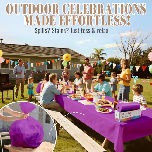 Image of Plastic Table Cloth Disposable, 54In X 300Ft Table Cover Roll