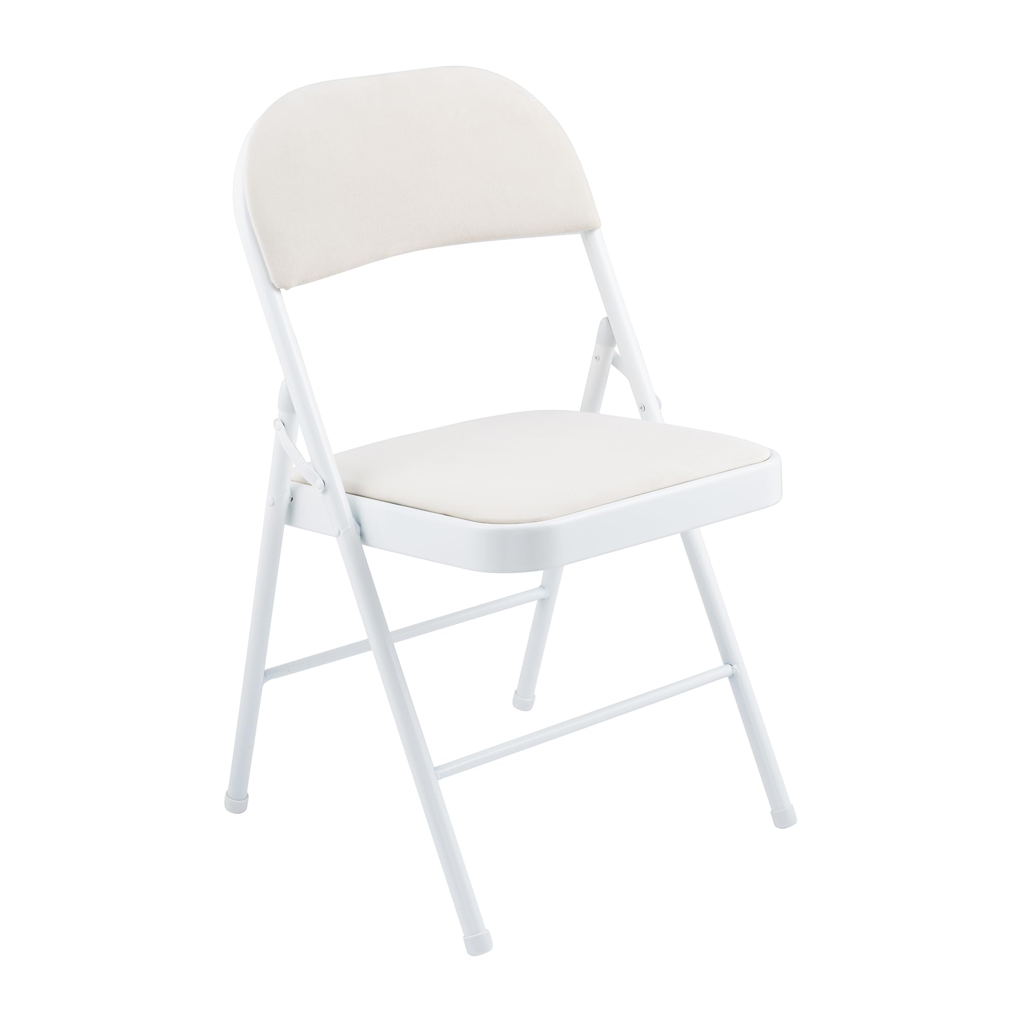 A.Unique Home Metal Frame Foldable Chair Velvet Padded Chair for Kitchen Garden Office (White, 6 x Chairs)