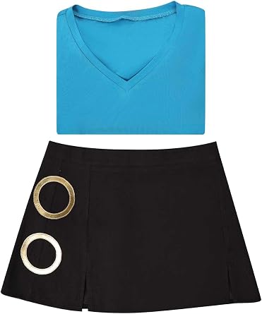 Nami Cosplay Costume Womens Nami Blue Top Black Short Skirt Full Uniform Halloween Adults Outfits