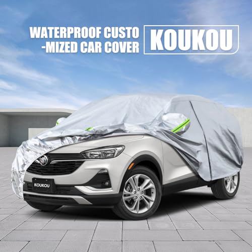Image of Koukou SUV Car Cover Custom Fit Buick Encore /Encore GX from 2012 to 2025, Waterproof Car Cover All Weather for Automobiles Outdoor Indoor with Zipper Door, Sun Rain Dust Snow Protection.