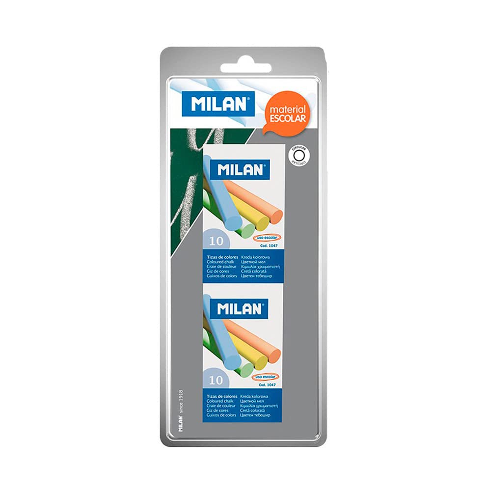 Milan 64077 Chalks, Assorted Colours, Pack of 10