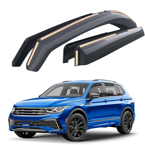 Goodyear Deflectores de Ventana en Canal inastillables Volkswagen Tiguan 2018-2024, Protectores contra la Lluvia, Viseras de Ventana, Accesorios para automóviles,4 Piezas- GY003448LP