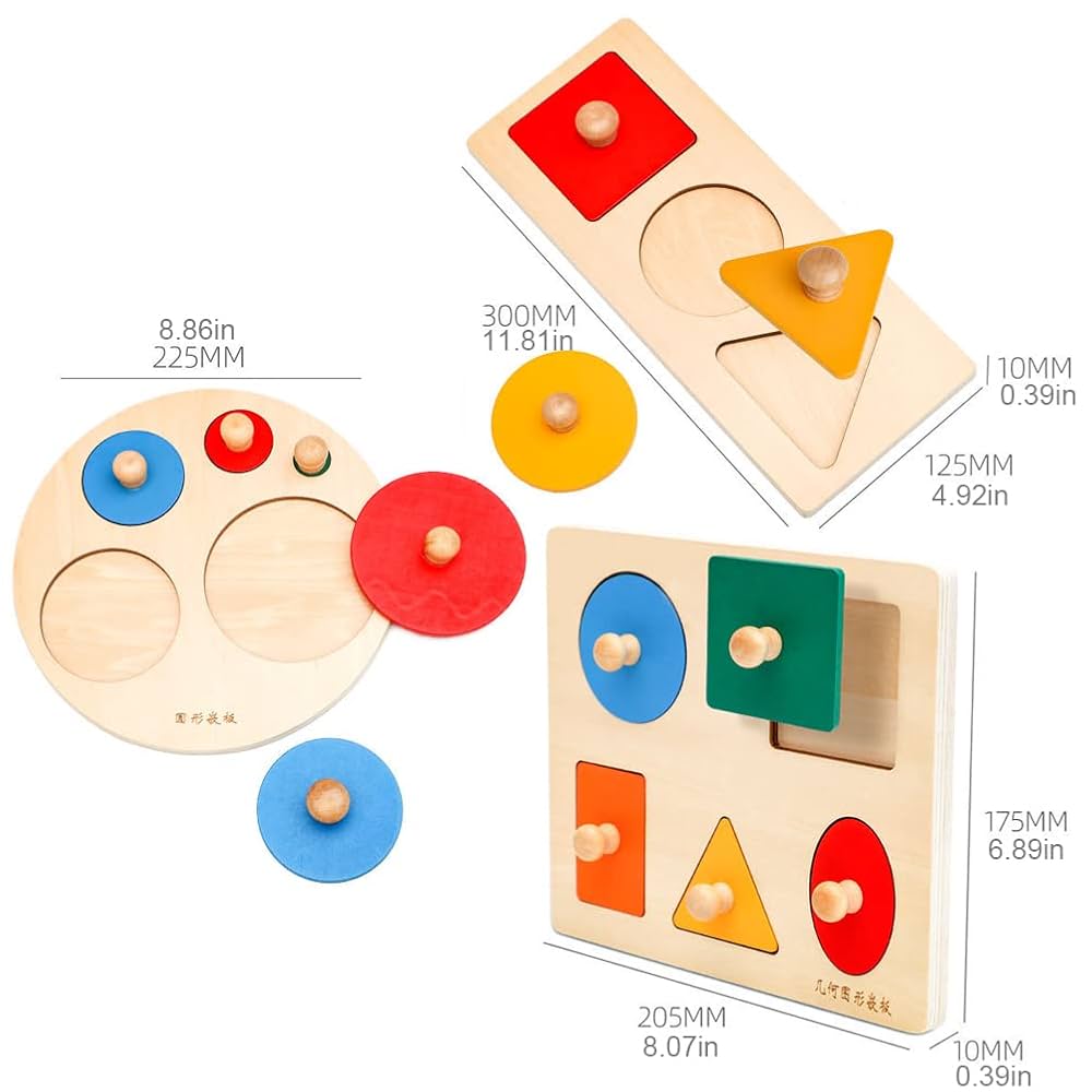モンテッソーリ　知育玩具 メタルインセッツ　木製台付き　幾何図形パズル モンテッソーリ 知育玩具 メタルインセッツ 木製台付き 幾何図形