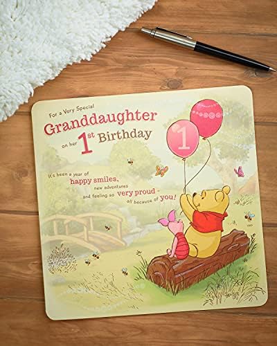 UK Greetings Granddaughter 1st Birthday Card - Winnie The Pooh 1st Birthday Card - 1st Birthday Card for Granddaughter, 674168