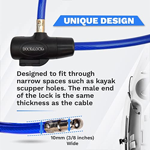 Dockslocks Anti-Theft Weatherproof Straight Security Cable With Key Lock For Kayaks, Bicycles, Paddleboards, Equipment And More 15Ft #TOP2