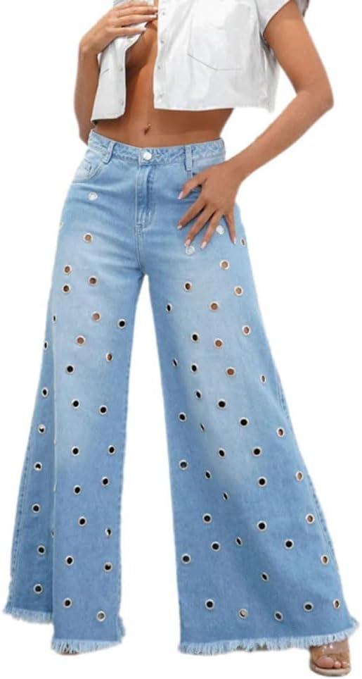 Women Mid Waist Retro Flared Jeans with Casual Loose Fit for Autumn and Winter Everyday Style
