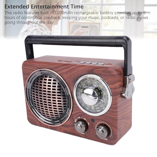Radio portátil retro Yoidesu con Bluetooth AM FM y antena telescópica miniatura 5