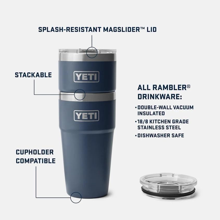 Image of YETI Rambler 20 oz Stackable Tumbler, Stainless Steel, Vacuum Insulated with MagSlider Lid