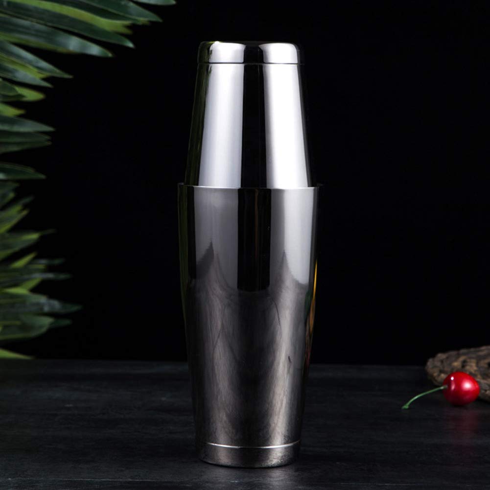 Shaker à Cocktail, Outil de Barre en Acier Inoxydable Boston Shaker Cocktail Shaker Set Cocktail Tin Barman Barware (Noir)(2)
