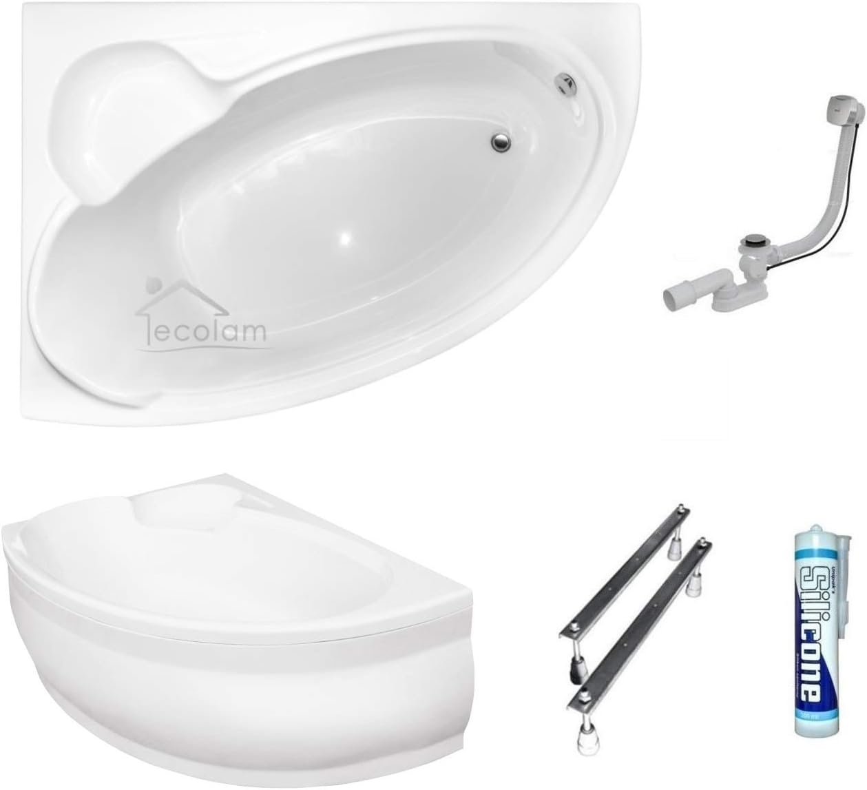 BADLAND Eckbadewanne 140x95 Cm - Acryl Wanne Komplettset Made In EU