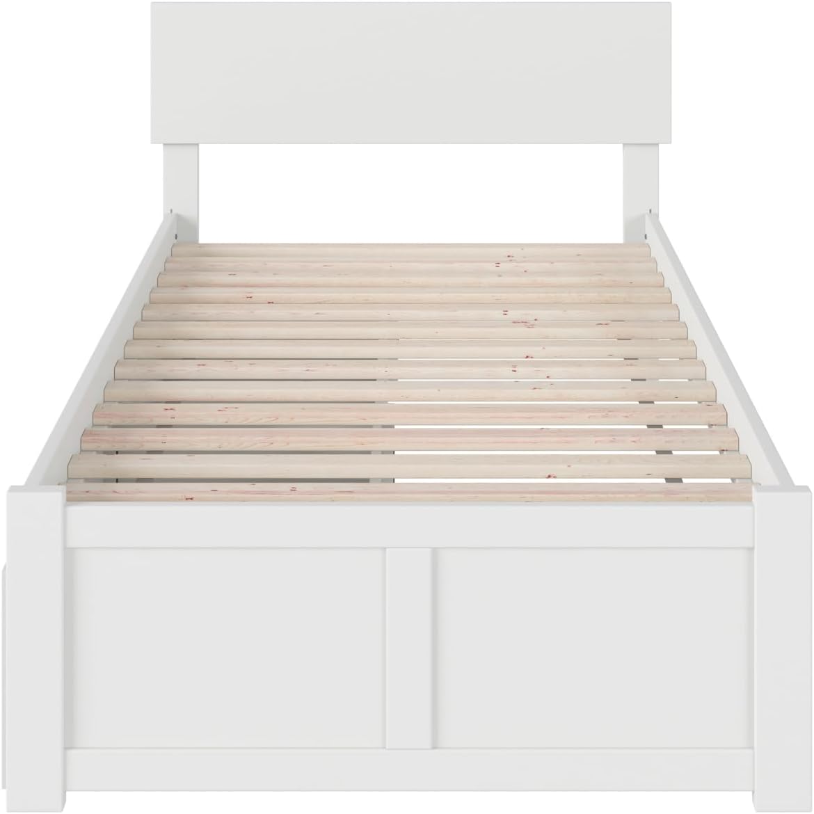 AFI, Orlando Twin Platform Bed with Footboard & Storage Drawers, White