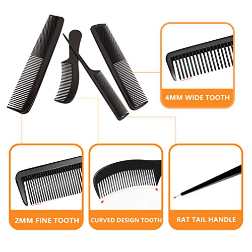 Nuangela Styling Comb Set, Cutting Combs Clipper Rat Tail Hair Beard Comb, Wide And Fine Tooth Hair Dressing Comb For Women Men Parting Teasing, Professional Barber Comb #TOP1
