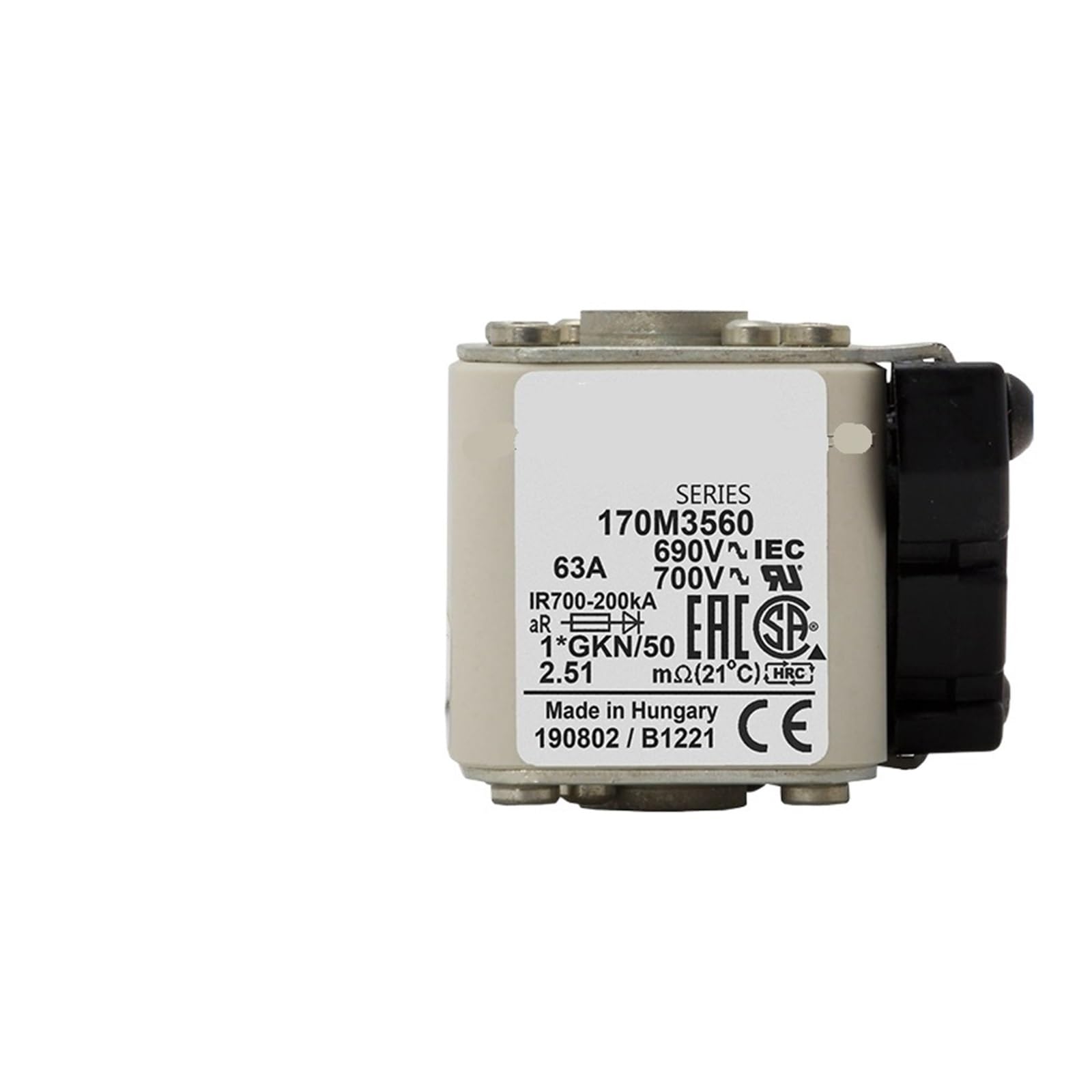 Fusible rapide 170M3565 pour la coupure de sécurité des circuits de distribution 170M3566
