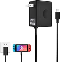 YCCSKY Charger for Nintendo Switch,AC Adapter for Nintendo Switch - Fast Travel Wall Charger with 5FT USB C Cable 15V/2.6A Power Supply for Nintendo Switch Supports TV Mode and Dock Station (Blcak)