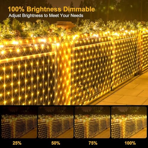 CORST 6X2M Net Lights Outdoor Plug in,300LEDs Large Mesh Net Lights Garden Tree Light for Bushes with Remote Timer, Waterproof,Connectable, for Gazebo Fence Yard(Warm White) - Image 3