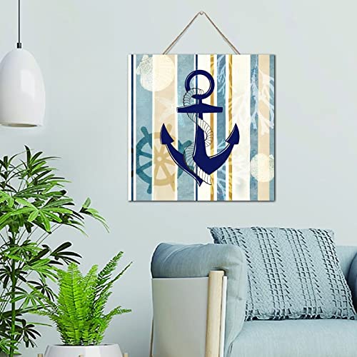 Panneau vintage bois avec ancre marine authentique et finitions rustiques