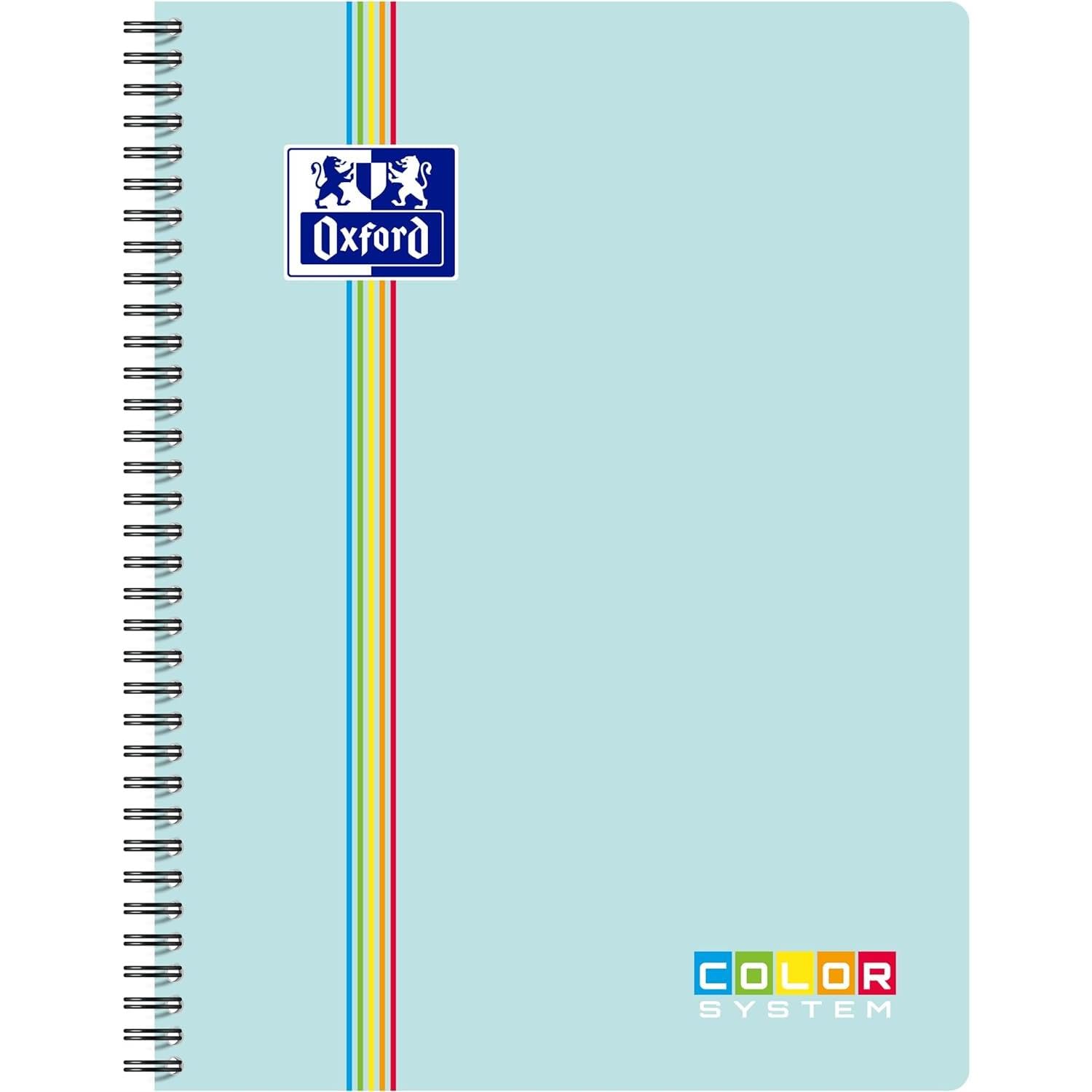 OXFORD Lot de 5 Cahiers reliure intégrale COLOR SYSTEM, A4+, seyès 180p 90g Coloris Aléatoire