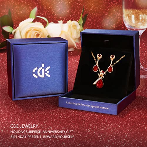Cde Womens Necklace Set Rose Flower Jewelry Sets For Women Rose Gold Necklaces And Earrings Set Valentine's Day Mothers Day Jewelry Gift For Wife Mom Ladies #TOP4