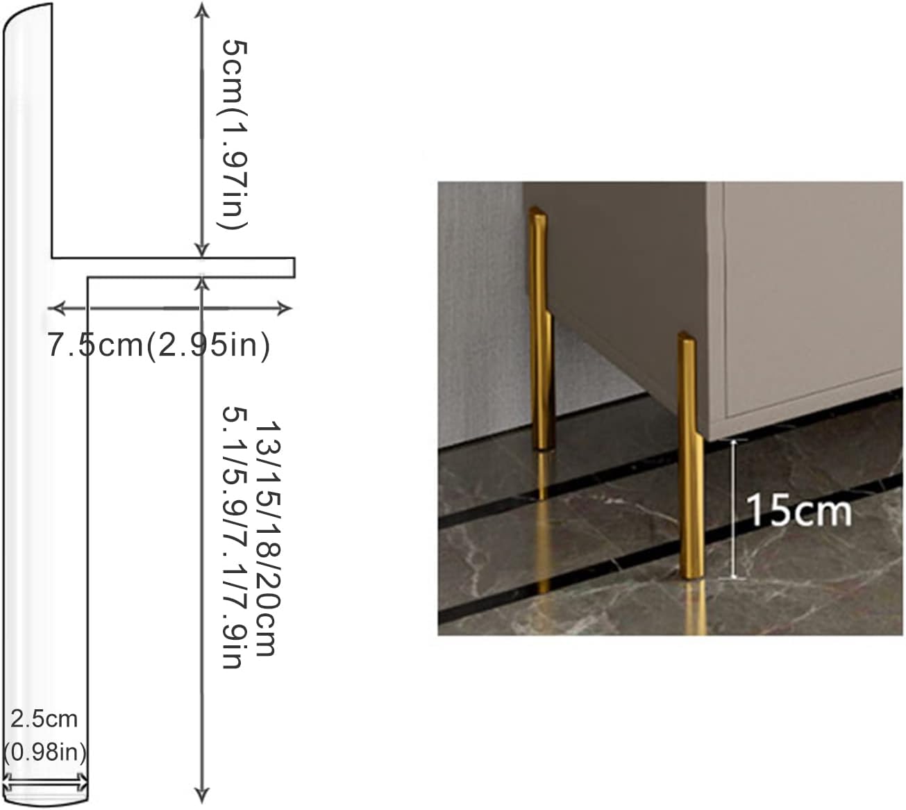 Furniture Legs Metal, 4 Pcs Modern Iron Table Legs, Cabinet Legs, Sofa Legs, Coffee Table Legs, Desk Legs, Diy Replacement Furniture Feet With Screws, Silver/Black/Gold,Blackgold-15cm(5.9in)