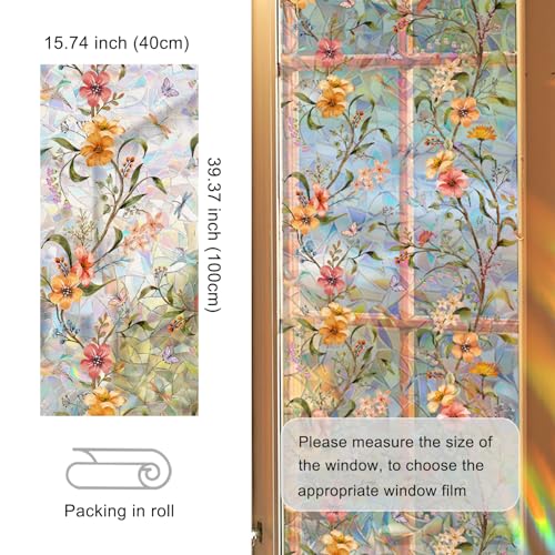 Vinilo Decorativo para Ventana con Flores Naranja 15.74x39.37 in miniatura 7