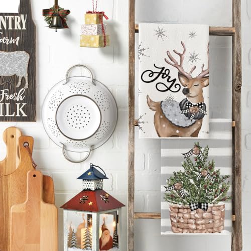 Artoid Mode Gloves Snowman Reindeer Christmas Kitchen Towels Dish Towels - Image 3