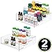 mDesign Plastic Bathroom Storage Organizer Shelf for Cabinet, Vanity, Countertop - Holds Vitamins, Supplements, Medicine Bottles, Nail Polish, Makeup - 4 Levels - Ligne Collection, 2 Pack, Clear