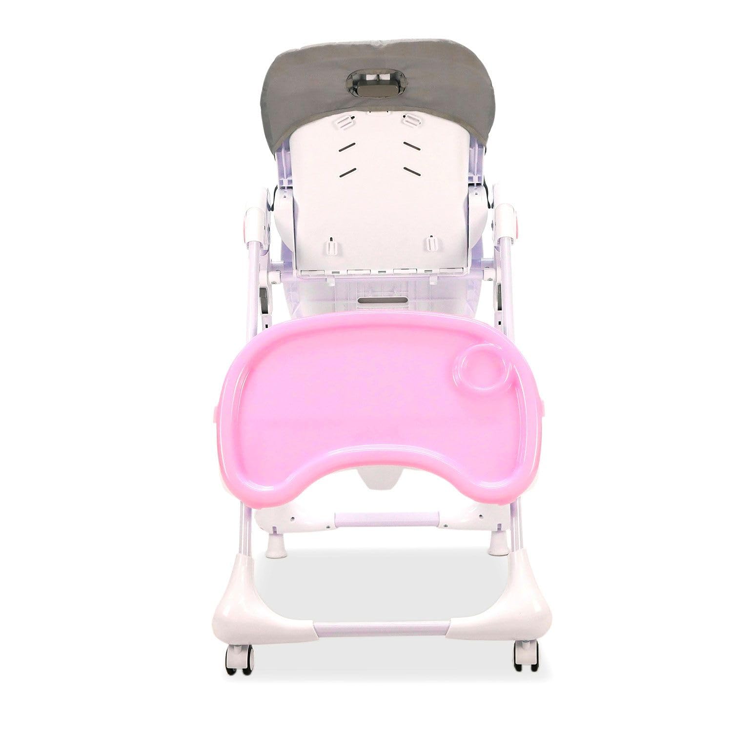 Trona CHEF con Ruedas para Bebé – Altura y Respaldo Reclinables, Bandeja Doble Extraíble, Arnés 5 Puntos, Plegado Compacto, Textil Lavable – Conejito Rosa Asalvo