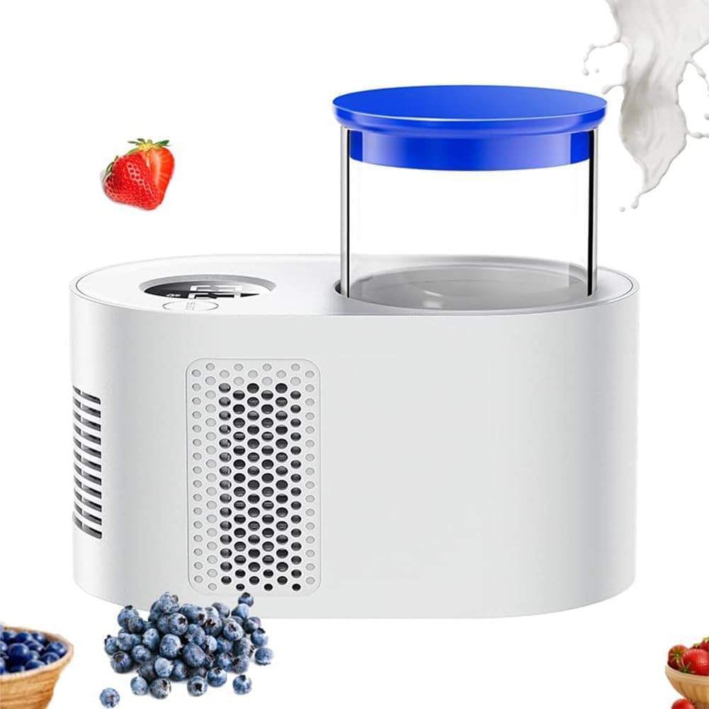 Macchina per Yogurt Automatica, Macchina per Yogurt 3 in 1 con Timer Display LCD, Doppia Funzione Caldo e Freddo, Ideale per vasetti di Yogurt individuali Fatti in casa White