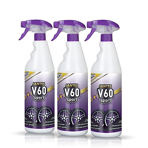 Sisbrill V60 Sport Nettoyant Jantes - Neutre et sûr - Gecko Spray Édition - 1 Litre (Pack 3 V60)