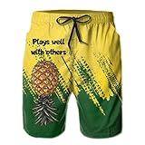 Plays Well with Others Men's Swim Trunks Quick Dry Swimming Trunks Upside Down Pineapple Beach Short