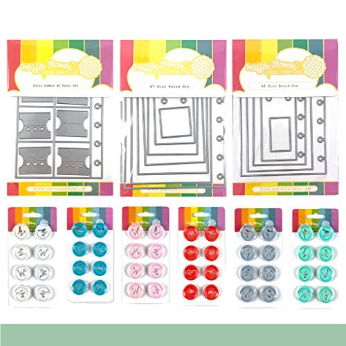 Waffle Flower Disc Bound Bundle - Disc Bound Bundle Includes: A2 Disc Bound Die, A7 Disc Bound Die Color Combos, A2 Panel Die Binding Discs - Cream, Gray, Mint, Pool, Pink and Red Binding Discs