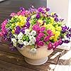Artificial Faux Flowers Plants for Outdoor Outside Decoration 12 Bundles Fake Silk Colorful Morning Glory UV Sun Resistant Look Real for Spring Summer Front Door Porch Patio Planter Yard Urn