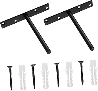 OSALADI 2 Sets T-Shaped Hidden Bracket Black Metal Shelves Retro Bookshelf Wall Shelf Black Wall Mount Shelves Metal Wall Shelf Bracket Shelf Joint Bracket Floating Shelf Bracket Screw
