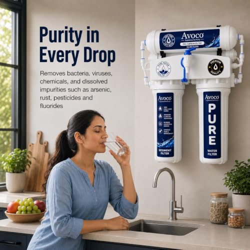 Image of Avoco Water Purifier for Home | Non Electric Water Purifier | 4 Stage Gravity Based Water Filter for Safe & Pure Drinking Water | Kitchen Water Filter