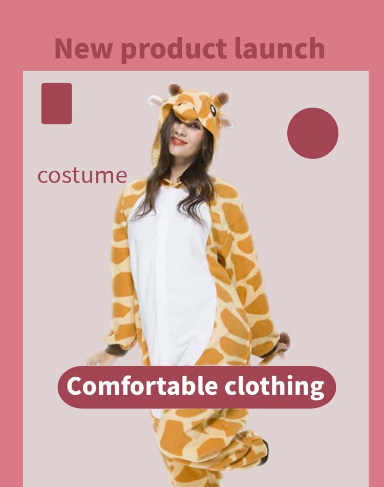 Miniatura 3 de Disfraz unisex de animal para adulto, pijama de una pieza para Halloween y cosplay de Navidad