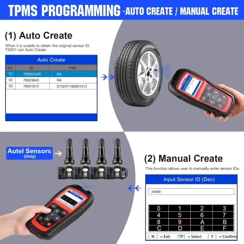 Autel Maxitpms Ts501 Tpms Programming Tool, 2023 Upgraded Car Tpms Scan Tool Of Ts408, Ts401, Activate/ Relearn All Known Tpms Sensors, Program Autel Mx-Sensor [315 & 433Mhz], Tpms Diagnostics & Reset #TOP4