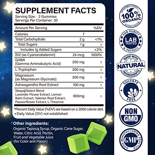 NEVISS Melatonin Free Sleep Aid Gummies for Adults - GABA, L-Tryptophan, Magnesium, Ashwagandha - Non-Habit Forming, Help for Deep Relaxation - Vegan, Meyer Lemon Flavor, 2Pack - Image 3