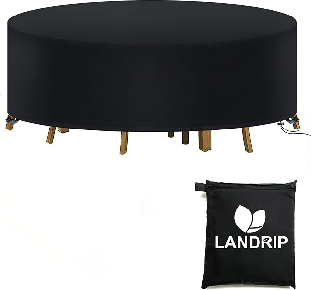 Landrip Extra Large Garden Furniture Covers, Heavy Duty Oxford Round Garden Table Cover Circular Patio Set Covers Waterproof, Anti-UV, Ø230 x 100cm