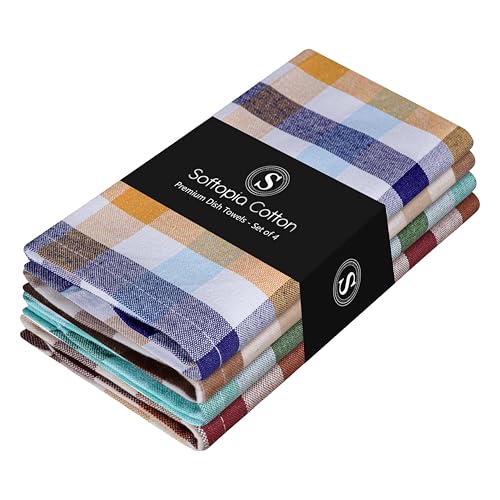 Image of Multi Dish Towels 4 Pack Combo, 18 inchx26 inch, Quick Drying Cloths, 100% Cotton, Absorbent Wash Rags, Washable, Reusable Cleaning Towels for Dishes, Kitchen Drying Use - Multi Pack
