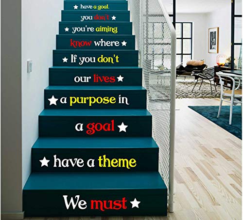 Image of CVANU Letters Wall Decor Stickers Stair Decals Quotes Stairway Decals Quote Steps Vinyl Stickers Lettering Family Staircase Decal Multicolor (Stairs-pg 20)