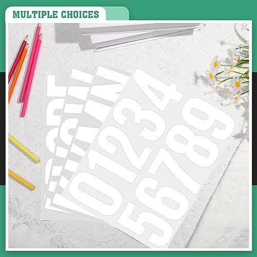 Image of Qilery 32 Sheets 4 Inch Letter and Number Stickers Self Adhesive Vinyl Letters Alphabet Stickers Big Font Letters Number Tags for School Classroom Home Mailbox Decor (White)