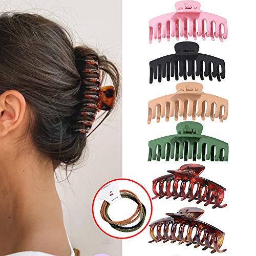 Large Hair Claw Clips for Thick/Thin Hair 6 PCS, Strong Hold Perfect for Women for Long Hair, Fashion Accessories for Girls, Big Hair Clamps Clip 4.33 Inch 6 Color Available