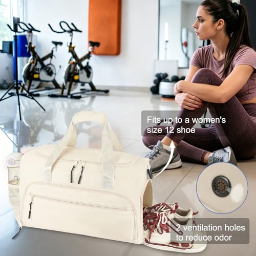 Image of Gym Bag for Men Women, Sports Duffle Bag with Wet Pocket & Shoes Compartment, Water Resistant Overnight Weekender Bag Duffel Bag