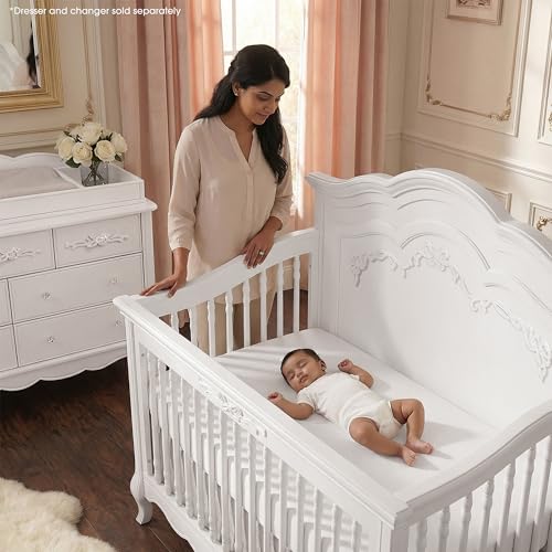 Image of Evolur Aurora 5-in-1 Convertible Full Size Baby Crib, Frost White