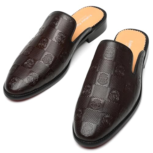 Mens Backless Loafers Genuine Leather Mules Shoes3