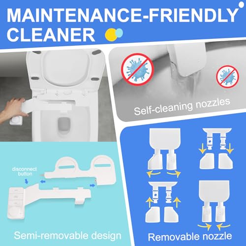 Gugxiom Bidet Attachment for Toilet, Ultra-Slim Dual Nozzle Bidet Sprayer (Frontal & Rear Wash), Non-Electric Fresh Water Bidet Toilet, Removable, Adjustable Water Pressure Control (weiß)