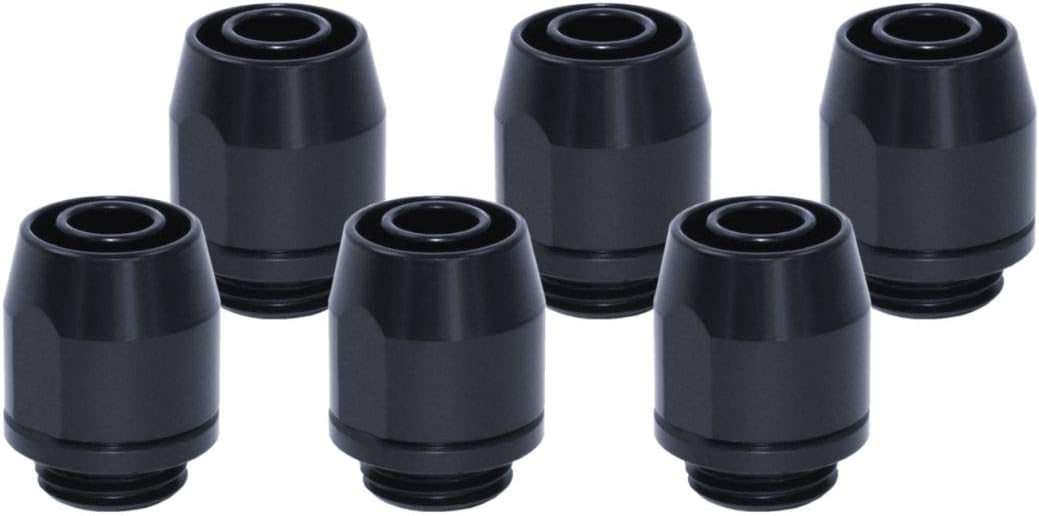 Alphacool HF Compression Fitting TPV, Black Brass, 6-Pack