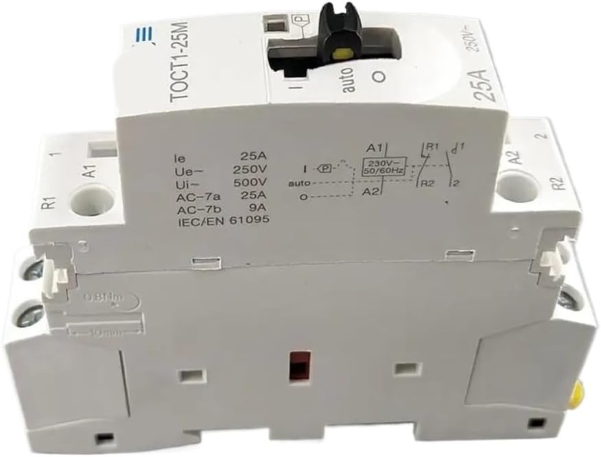 2P 25A 220V/230V 50/60HZ Din Rail Household Ac Modular Contactor with Manual Control Switch 1Pcs(2NO)