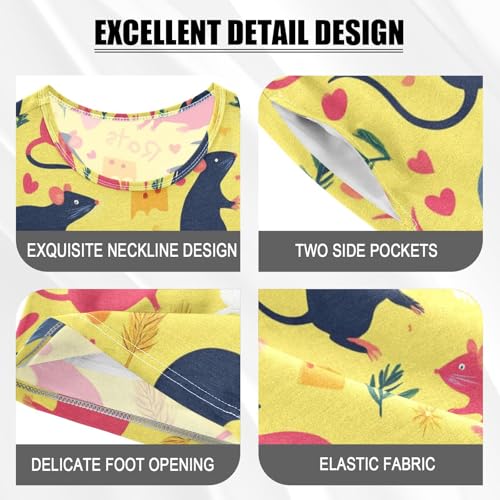 Pajama Short Sets Rats Teeth Hearts Flowers Soft Cotton Summer Sleepwear 2 Piece PJS Size 5-14T3