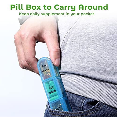 Image of Daviky Daily Pill Box Organizer - 7 Day Pill Box with 3 Compartments, Holds Vitamins and Medication